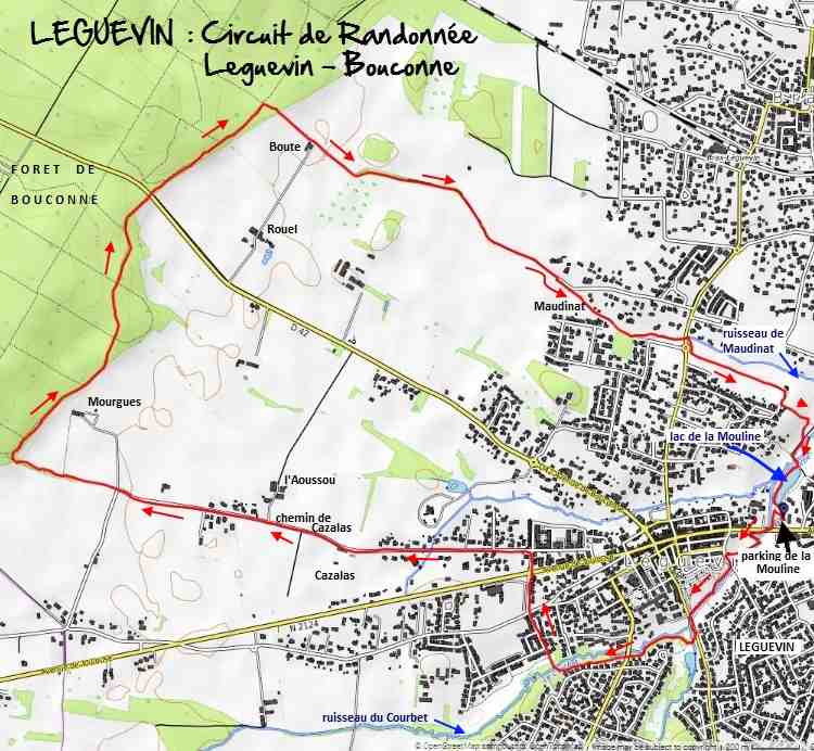leguevin, bouconne, rando, carte